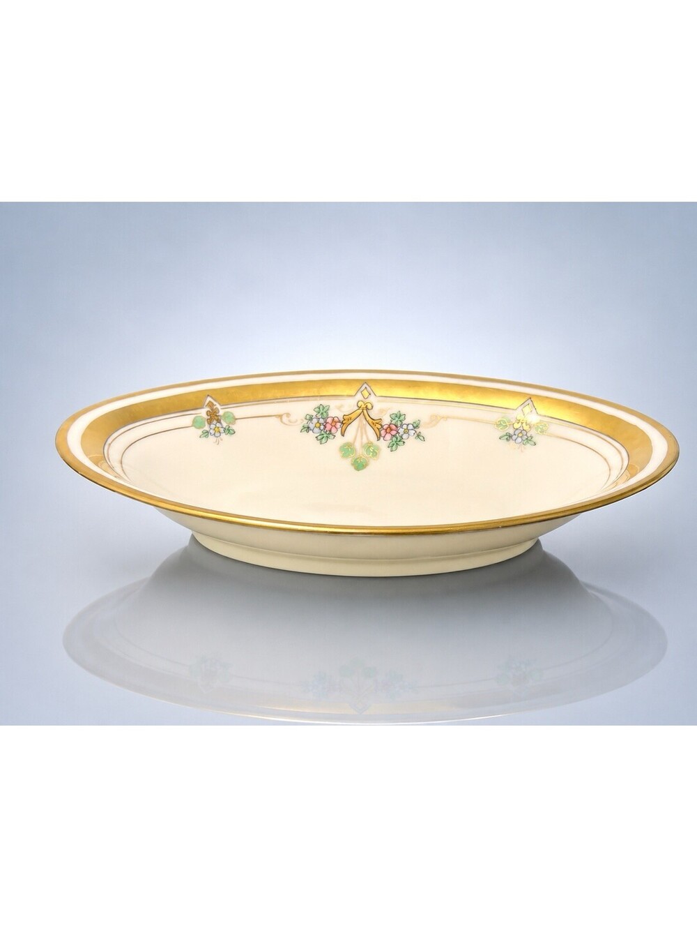 Pickard Antique 1910s Oval Serving Dish Gold Floral Porcelain, 9x5" FREE SHIP